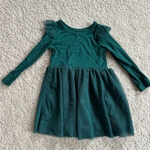 Little Sleepies Dark Green Long-Sleeve Tulle Dress
